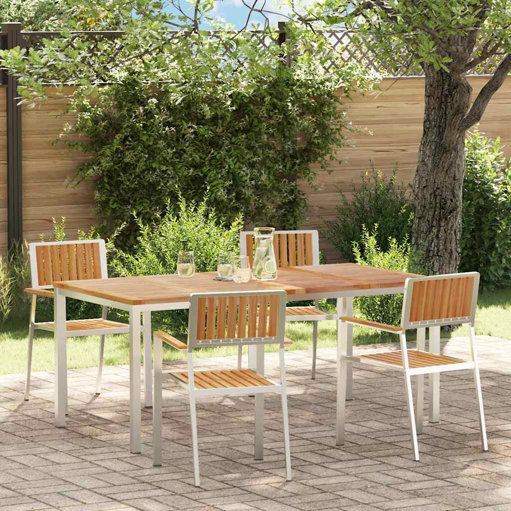 vidaXL Outdoor Dining Set 5 pcs Solid Teak Wood and Stainless Steel