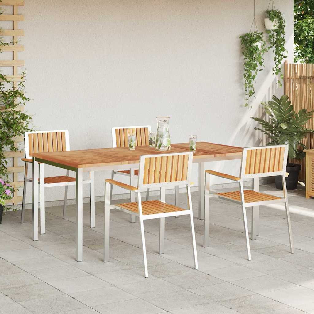 vidaXL Outdoor Dining Set 5 pcs Solid Teak Wood and Stainless Steel
