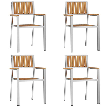 vidaXL Outdoor Dining Set 5 pcs Solid Teak Wood and Stainless Steel