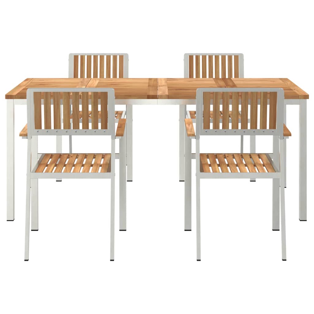 vidaXL Outdoor Dining Set 5 pcs Solid Teak Wood and Stainless Steel