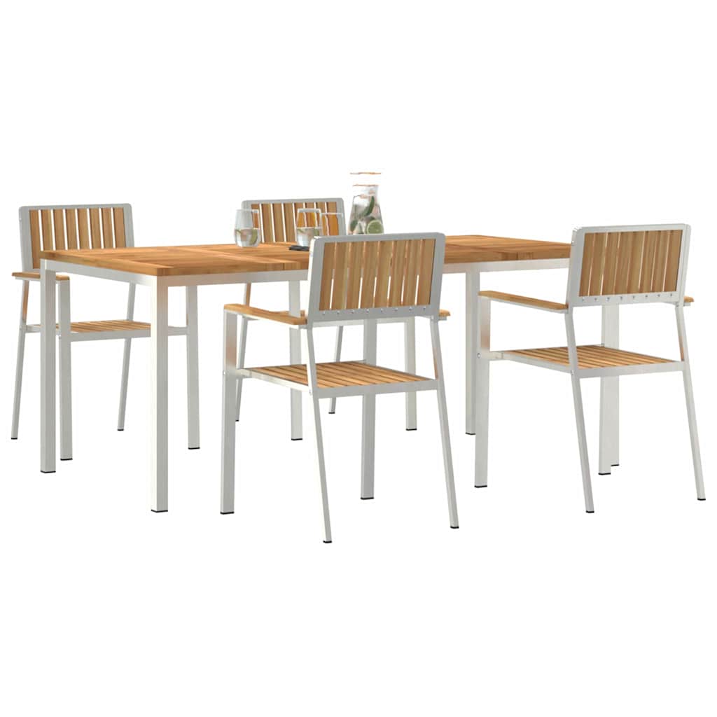 vidaXL Outdoor Dining Set 5 pcs Solid Teak Wood and Stainless Steel