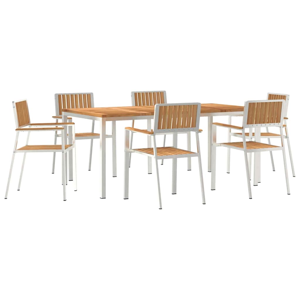 vidaXL Outdoor Dining Set 7 pcs Solid Teak Wood and Stainless Steel