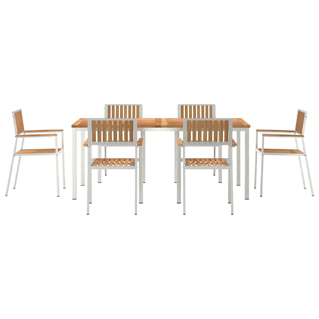 vidaXL Outdoor Dining Set 7 pcs Solid Teak Wood and Stainless Steel