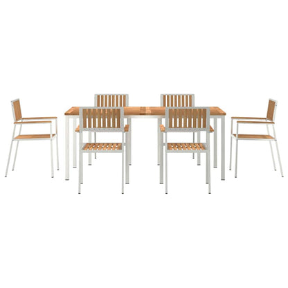 vidaXL Outdoor Dining Set 7 pcs Solid Teak Wood and Stainless Steel
