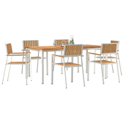 vidaXL Outdoor Dining Set 7 pcs Solid Teak Wood and Stainless Steel