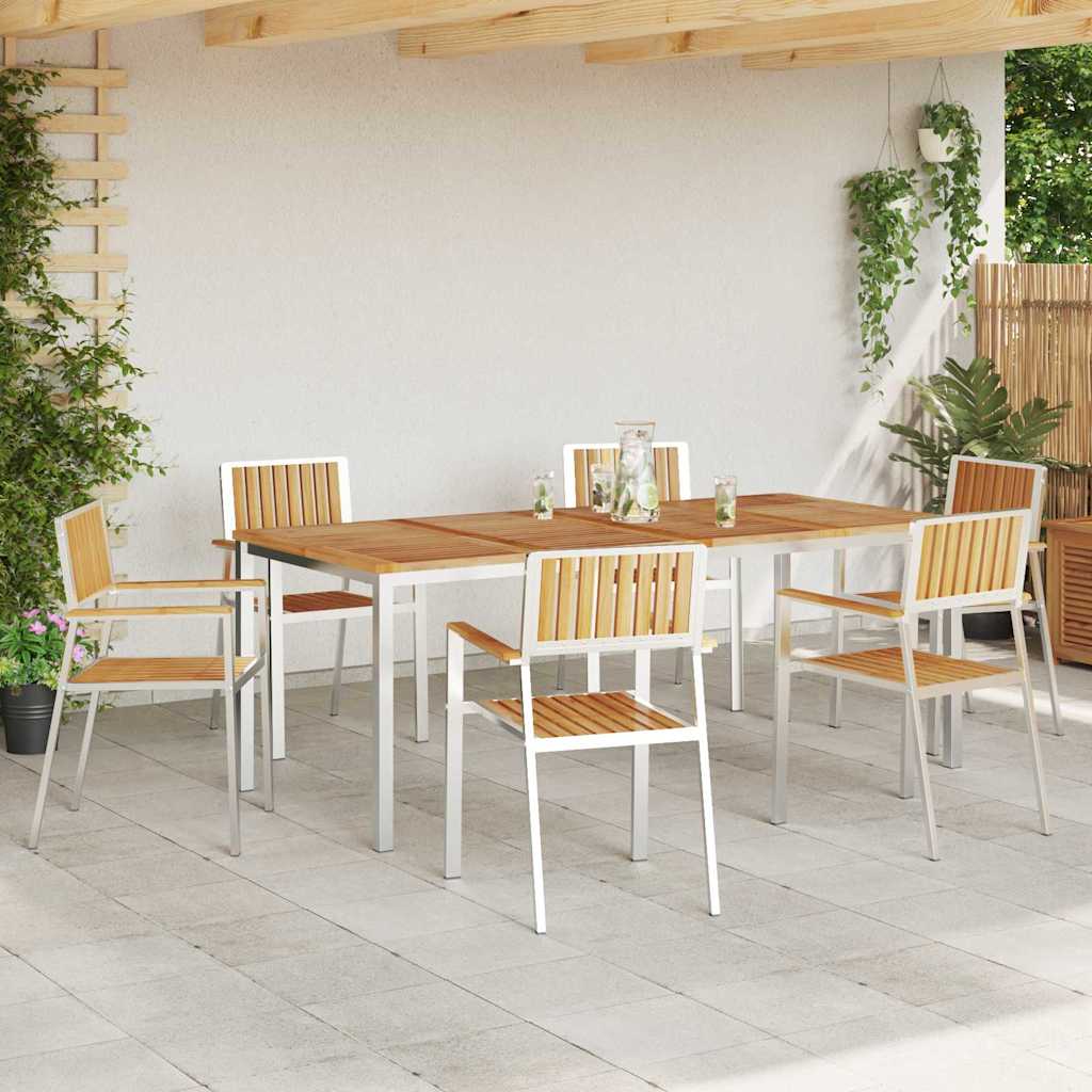 vidaXL Outdoor Dining Set 7 pcs Solid Teak Wood and Stainless Steel