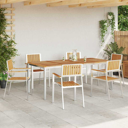 vidaXL Outdoor Dining Set 7 pcs Solid Teak Wood and Stainless Steel