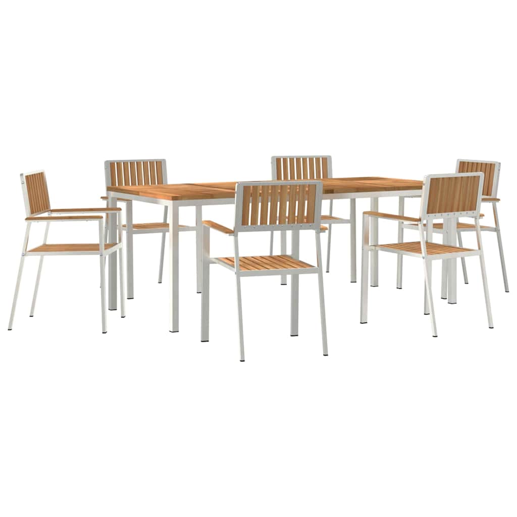 vidaXL Outdoor Dining Set 7 pcs Solid Teak Wood and Stainless Steel