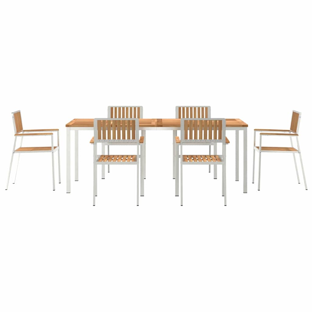 vidaXL Outdoor Dining Set 7 pcs Solid Teak Wood and Stainless Steel