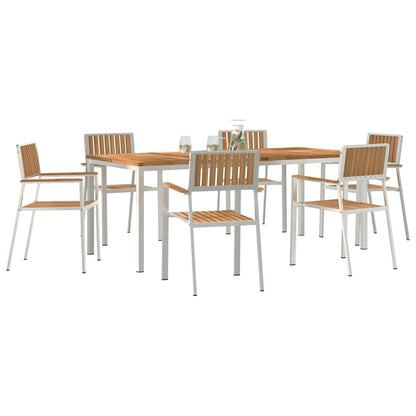 vidaXL Outdoor Dining Set 7 pcs Solid Teak Wood and Stainless Steel