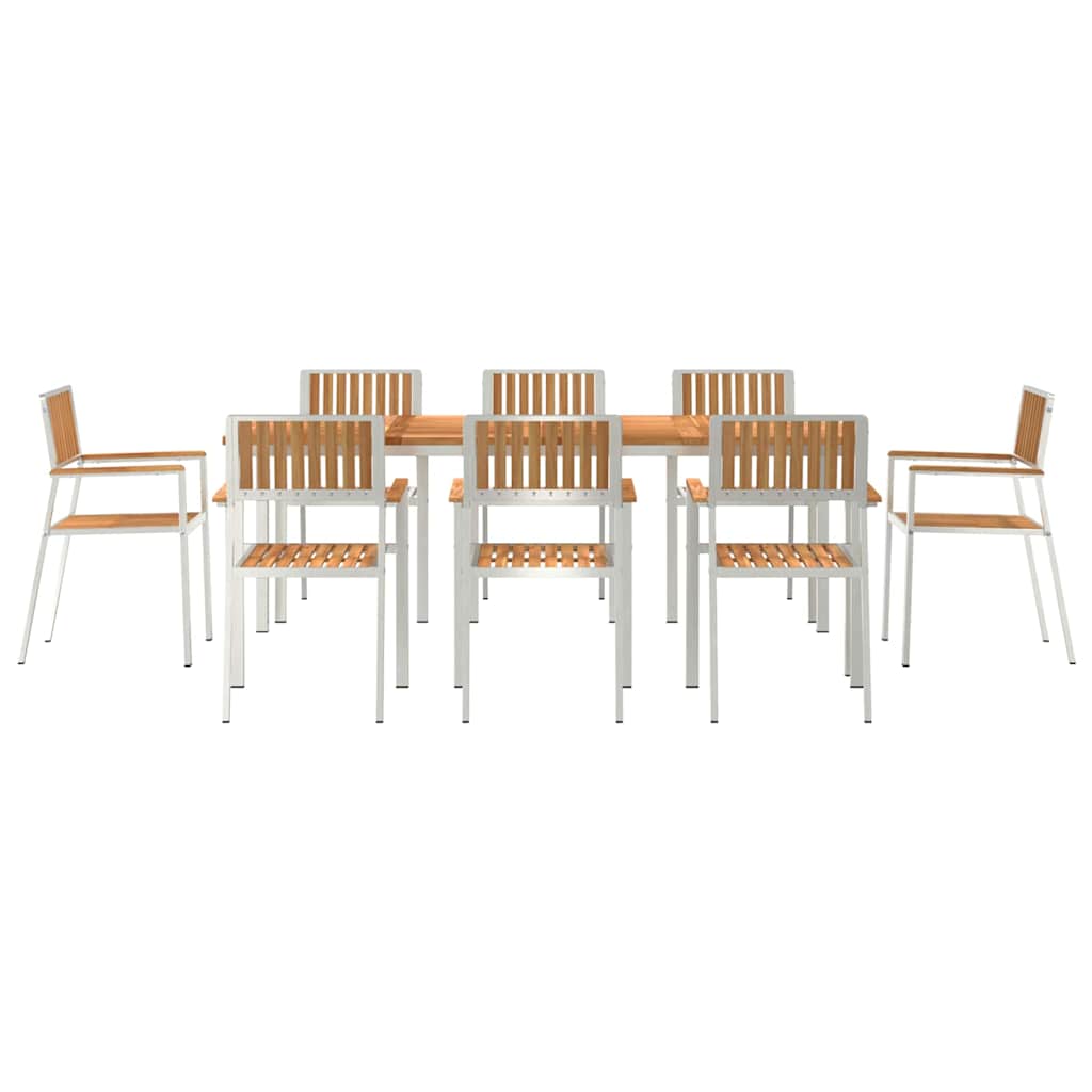 vidaXL Outdoor Dining Set 9 pcs Solid Teak Wood and Stainless Steel