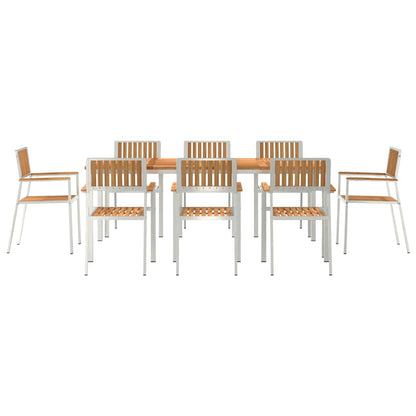 vidaXL Outdoor Dining Set 9 pcs Solid Teak Wood and Stainless Steel