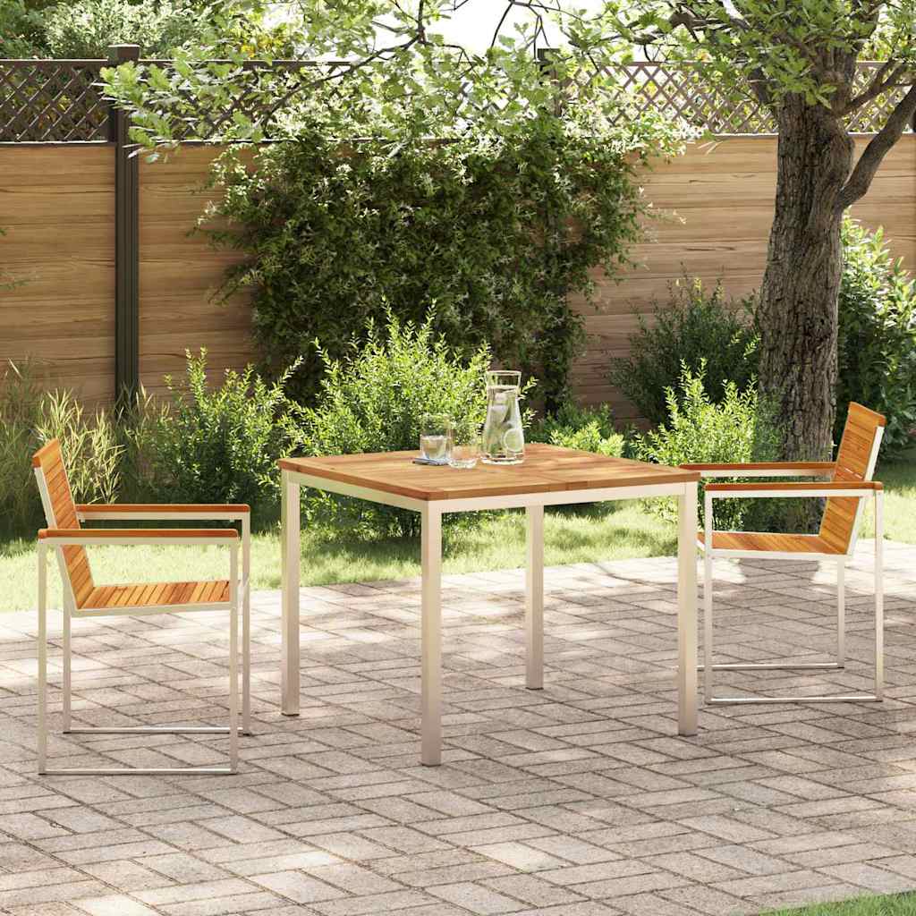 vidaXL Garden Dining Set 3 pcs Solid Acacia Wood and Stainless Steel