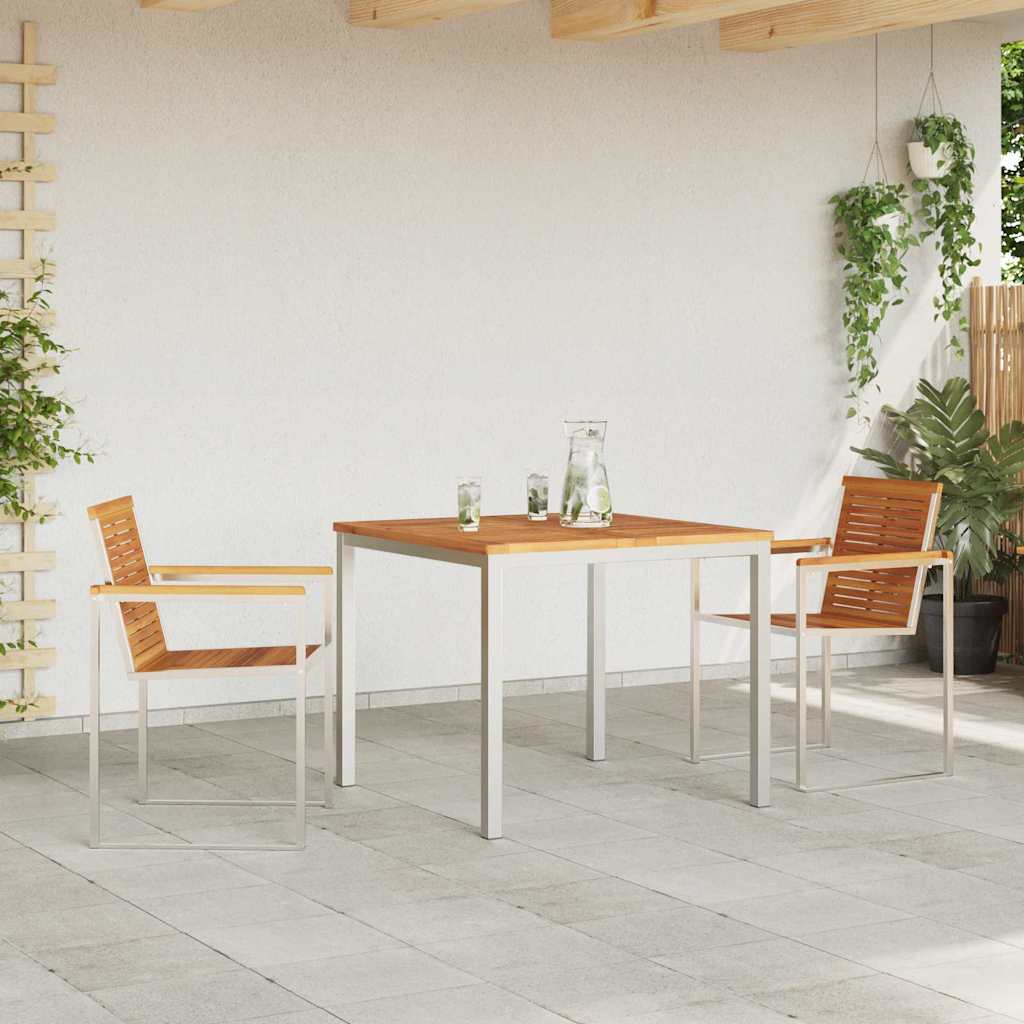 vidaXL Garden Dining Set 3 pcs Solid Acacia Wood and Stainless Steel