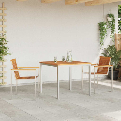 vidaXL Garden Dining Set 3 pcs Solid Acacia Wood and Stainless Steel