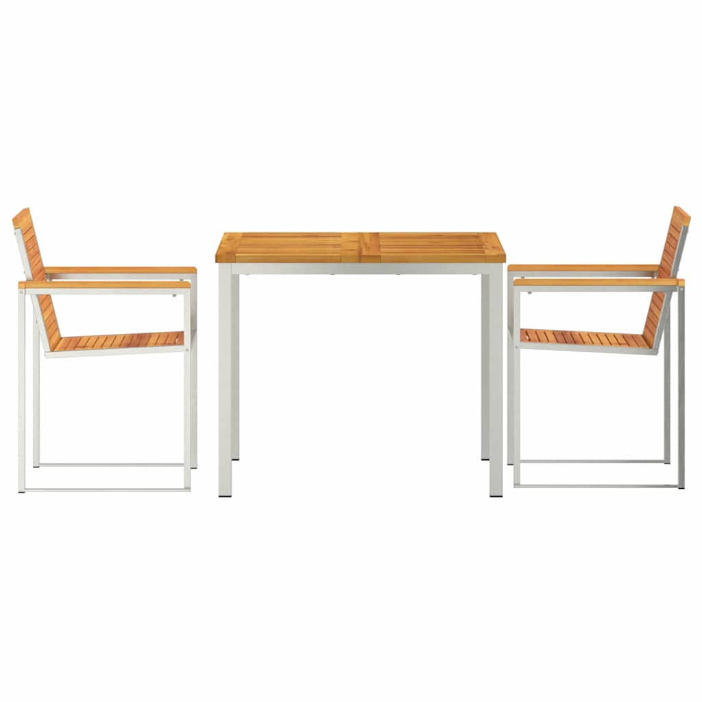 vidaXL Garden Dining Set 3 pcs Solid Acacia Wood and Stainless Steel