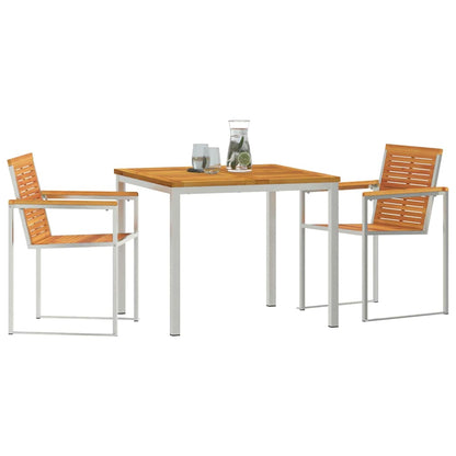 vidaXL Garden Dining Set 3 pcs Solid Acacia Wood and Stainless Steel