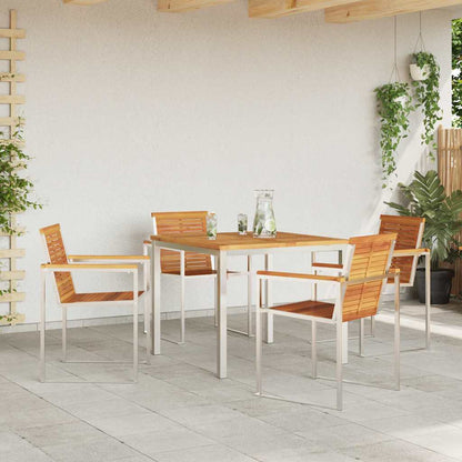 vidaXL Garden Dining Set 5 pcs Solid Acacia Wood and Stainless Steel