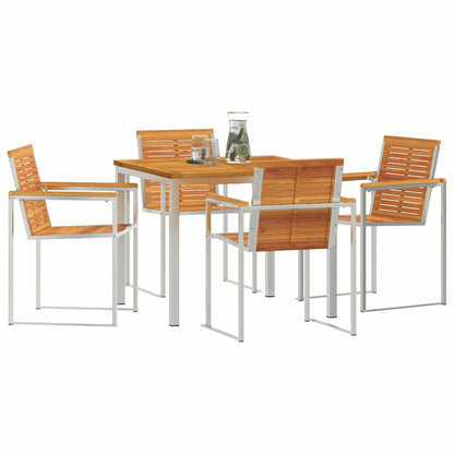 vidaXL Garden Dining Set 5 pcs Solid Acacia Wood and Stainless Steel