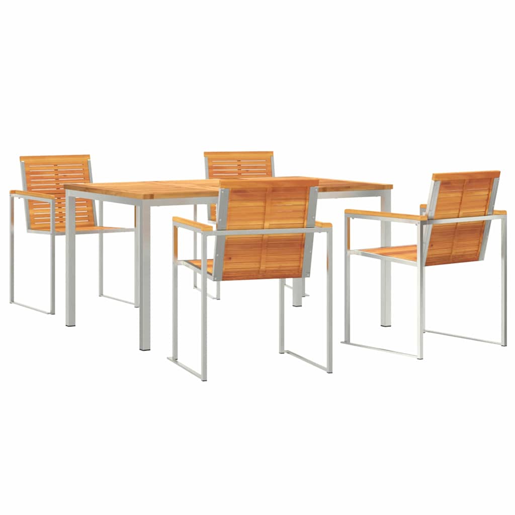 vidaXL Garden Dining Set 5 pcs Solid Acacia Wood and Stainless Steel