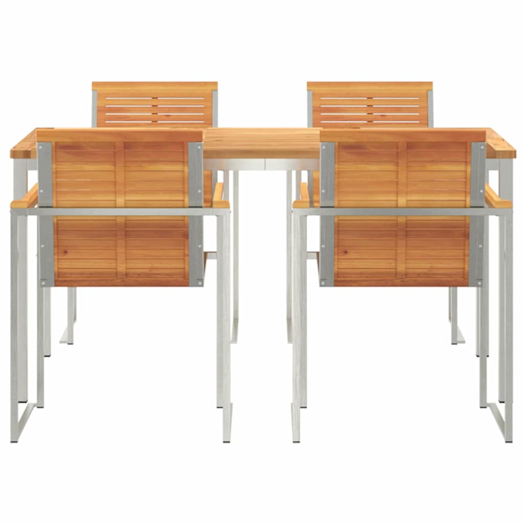 vidaXL Garden Dining Set 5 pcs Solid Acacia Wood and Stainless Steel