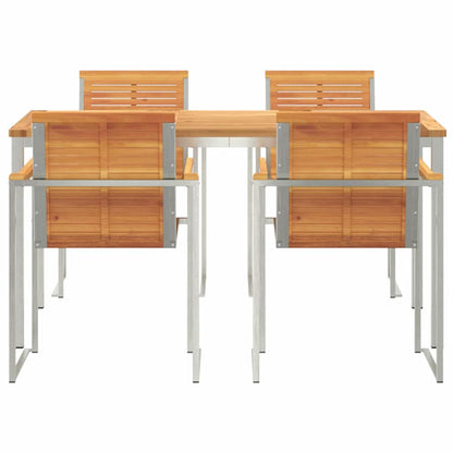 vidaXL Garden Dining Set 5 pcs Solid Acacia Wood and Stainless Steel