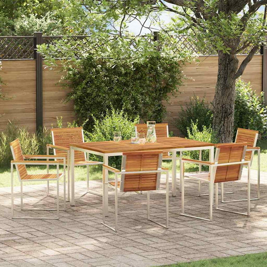 vidaXL Garden Dining Set 7 pcs Solid Acacia Wood and Stainless Steel
