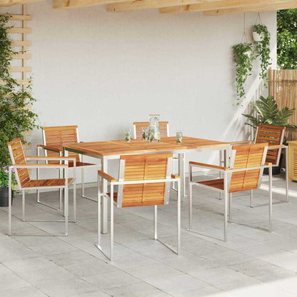 vidaXL Garden Dining Set 7 pcs Solid Acacia Wood and Stainless Steel