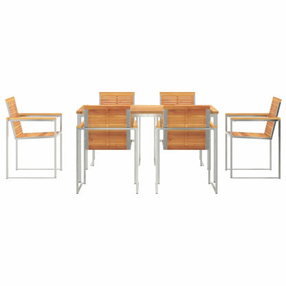 vidaXL Garden Dining Set 7 pcs Solid Acacia Wood and Stainless Steel