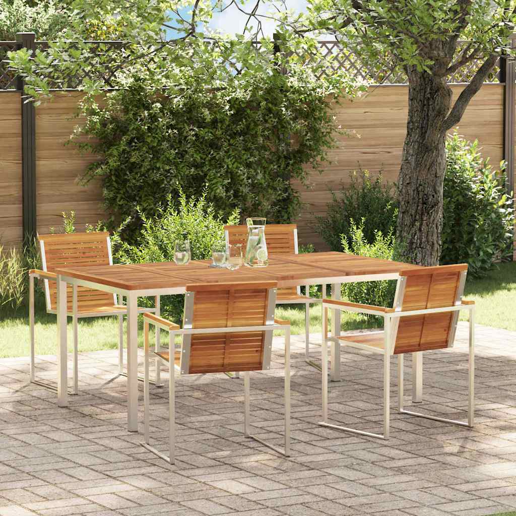 vidaXL Garden Dining Set 5 pcs Solid Acacia Wood and Stainless Steel