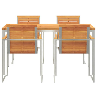 vidaXL Garden Dining Set 5 pcs Solid Acacia Wood and Stainless Steel