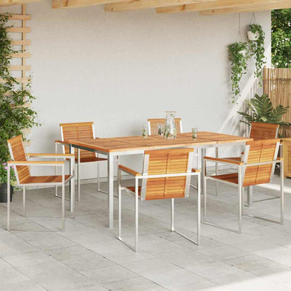 vidaXL Garden Dining Set 7 pcs Solid Acacia Wood and Stainless Steel