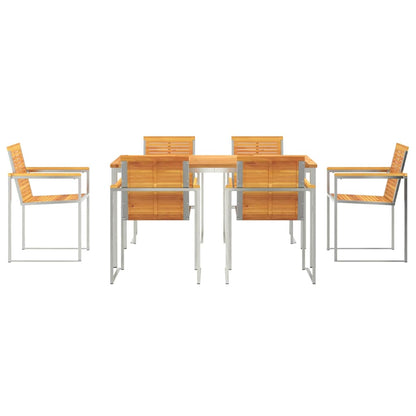 vidaXL Garden Dining Set 7 pcs Solid Acacia Wood and Stainless Steel