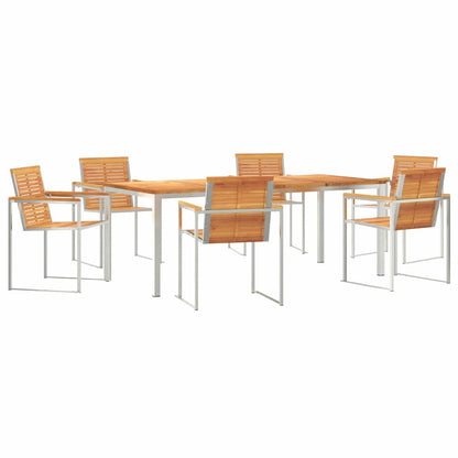 vidaXL Garden Dining Set 7 pcs Solid Acacia Wood and Stainless Steel
