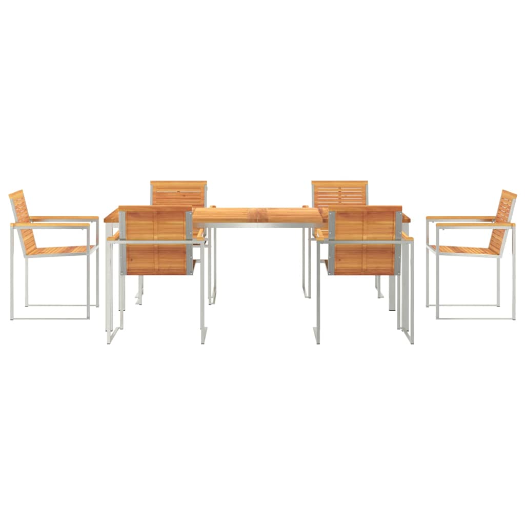 vidaXL Garden Dining Set 7 pcs Solid Acacia Wood and Stainless Steel