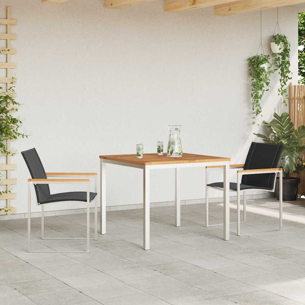 vidaXL Garden Dining Set 3 pcs Solid Acacia Wood and Stainless Steel