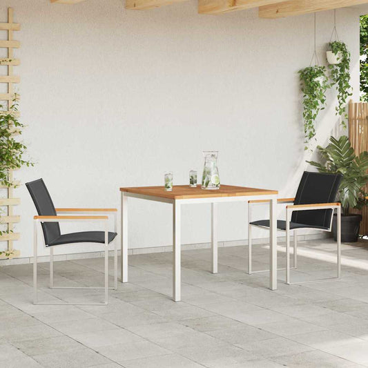 vidaXL Garden Dining Set 3 pcs Solid Acacia Wood and Stainless Steel