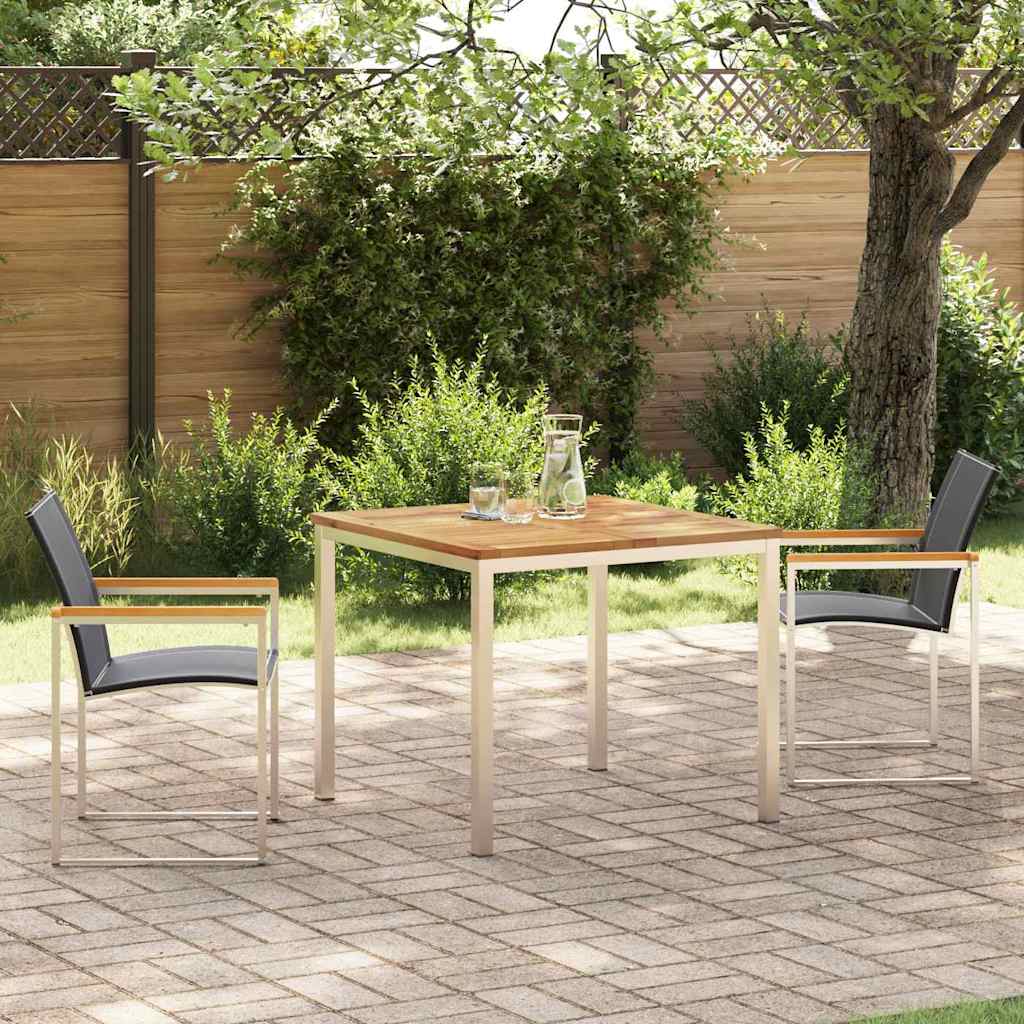 vidaXL Garden Dining Set 3 pcs Solid Acacia Wood and Stainless Steel