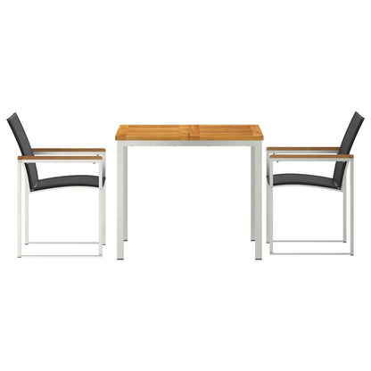 vidaXL Garden Dining Set 3 pcs Solid Acacia Wood and Stainless Steel