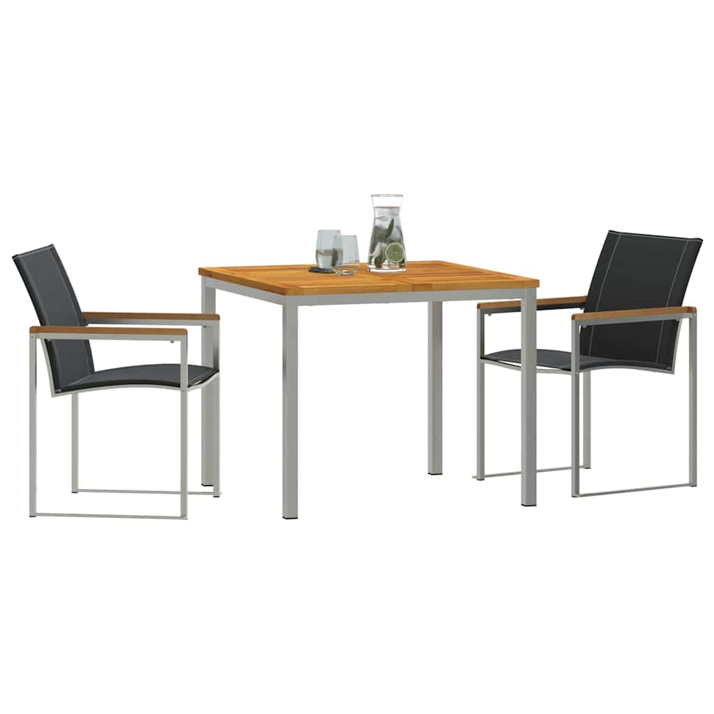 vidaXL Garden Dining Set 3 pcs Solid Acacia Wood and Stainless Steel