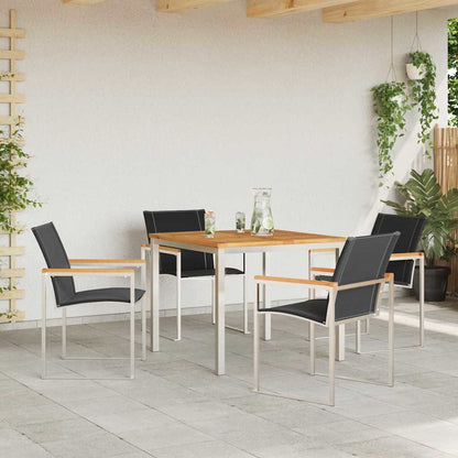 vidaXL Garden Dining Set 5 pcs Solid Acacia Wood and Stainless Steel