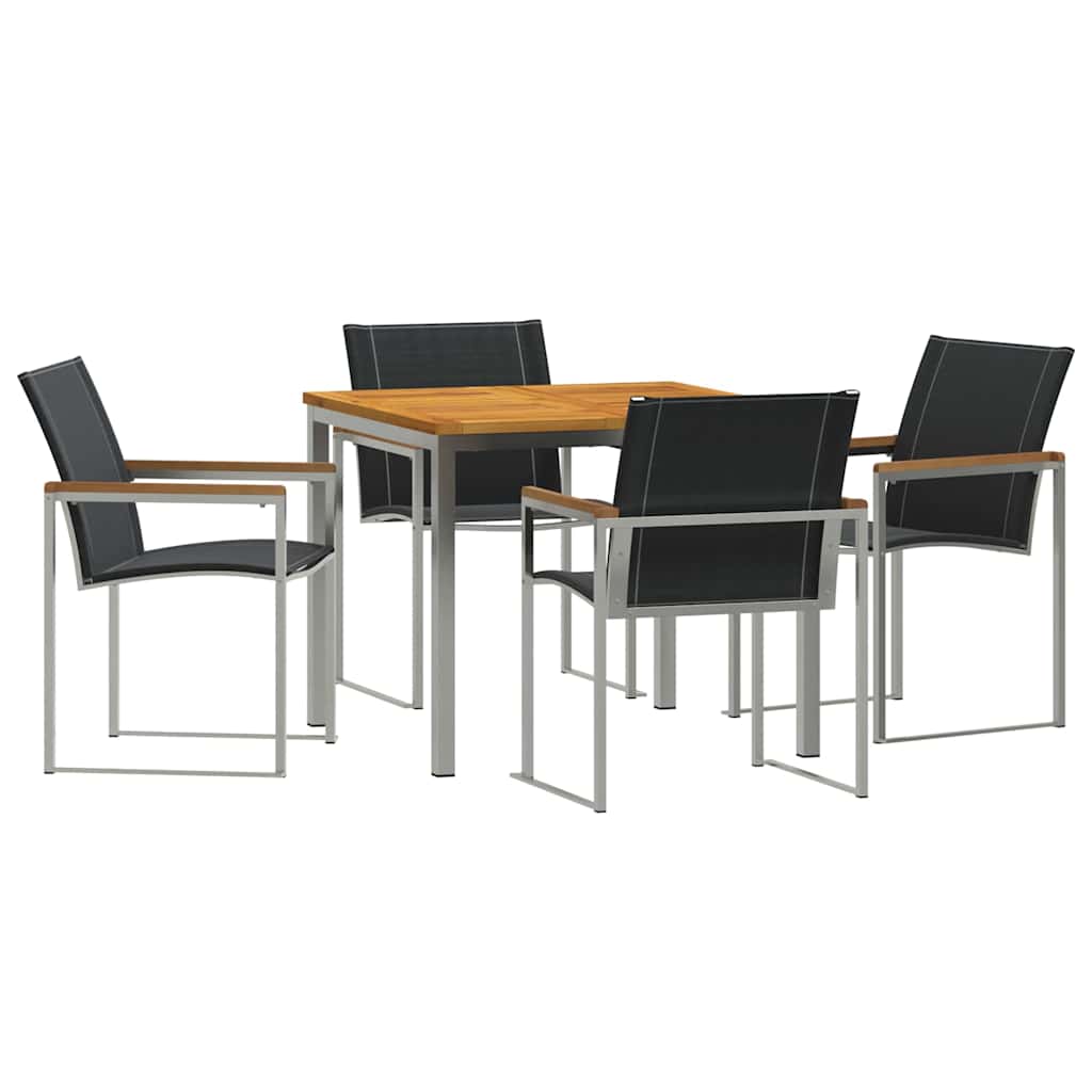 vidaXL Garden Dining Set 5 pcs Solid Acacia Wood and Stainless Steel