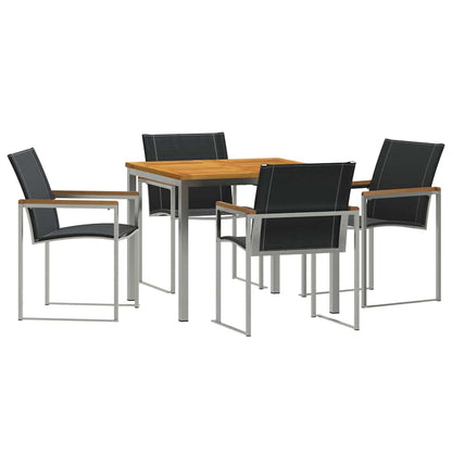 vidaXL Garden Dining Set 5 pcs Solid Acacia Wood and Stainless Steel