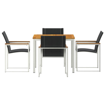 vidaXL Garden Dining Set 5 pcs Solid Acacia Wood and Stainless Steel