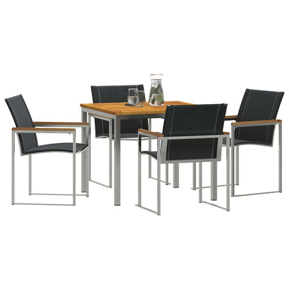 vidaXL Garden Dining Set 5 pcs Solid Acacia Wood and Stainless Steel