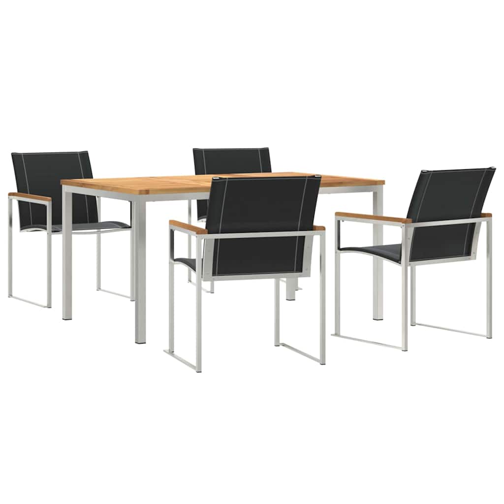 vidaXL Garden Dining Set 5 pcs Solid Acacia Wood and Stainless Steel
