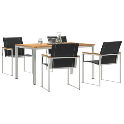vidaXL Garden Dining Set 5 pcs Solid Acacia Wood and Stainless Steel