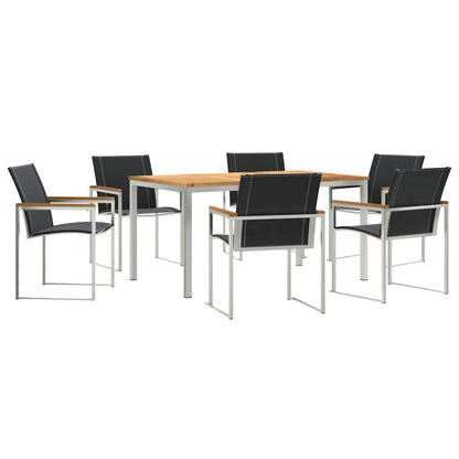 vidaXL Garden Dining Set 7 pcs Solid Acacia Wood and Stainless Steel