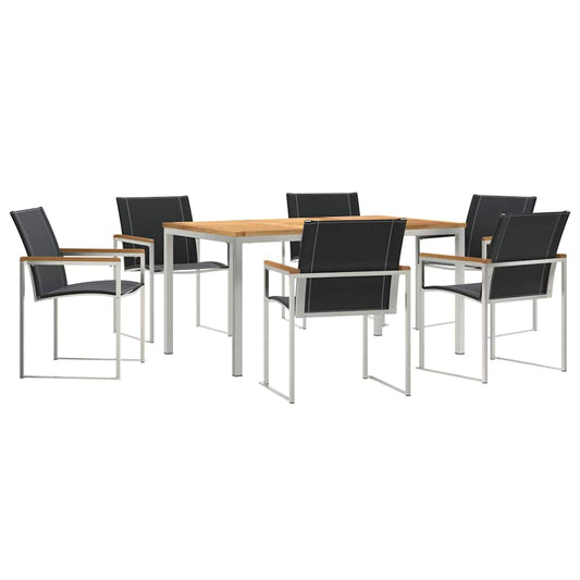 vidaXL Garden Dining Set 7 pcs Solid Acacia Wood and Stainless Steel
