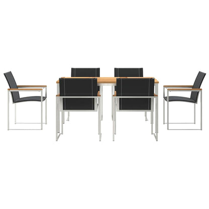 vidaXL Garden Dining Set 7 pcs Solid Acacia Wood and Stainless Steel